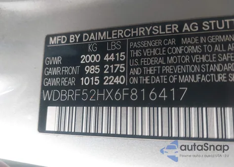 2006 Mercedes-Benz C 230 Sport from USA, damaged, VIN WDBRF52HX6F816417